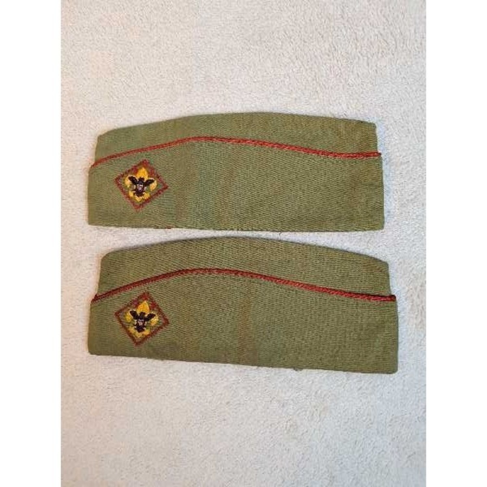 Boy Scouts Of America Garrison Hat Green Red Trim Large 7 7/8 Scout Insignia